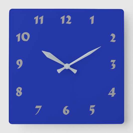 Changeable Numbered Royal Blue Clock Quadratische Wanduhr (Vorderseite)