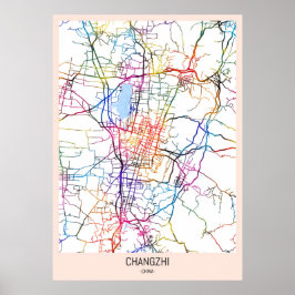Changzhi China Stadtplan Poster