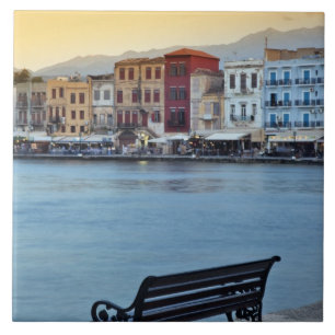 Chania bei Dämmerung, Chania, Kreta, Griechenland Fliese