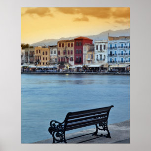 Chania bei Dämmerung, Chania, Kreta, Griechenland Poster