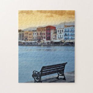 Chania bei Dämmerung, Chania, Kreta, Griechenland Puzzle