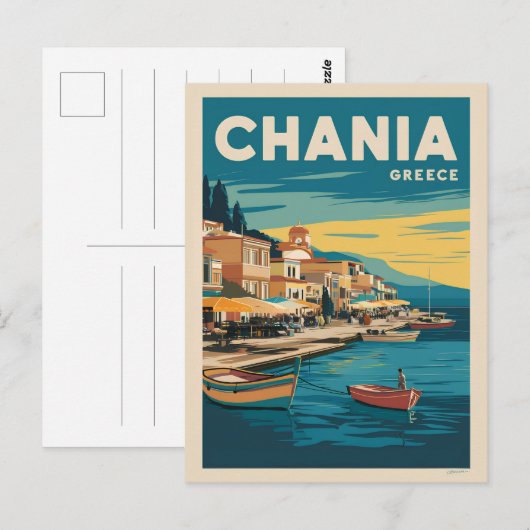 Chania Griechenland Vintage Geschenke Souvenirs Postkarte (Vorne/Hinten)
