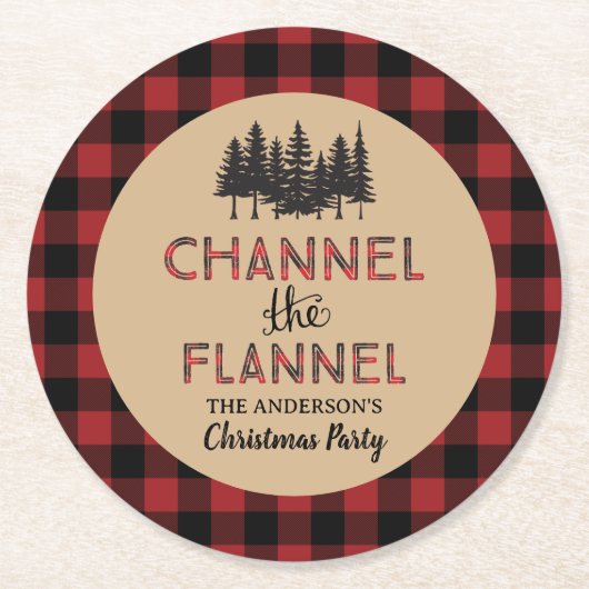 Channel Flannel Weihnachtsbuch-Untersetzer des Par Runder Pappuntersetzer (Vorderseite)