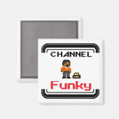 Channel Funky Pixel Art 2 Inch Square Magnet (Vorderseite/Rückseite)