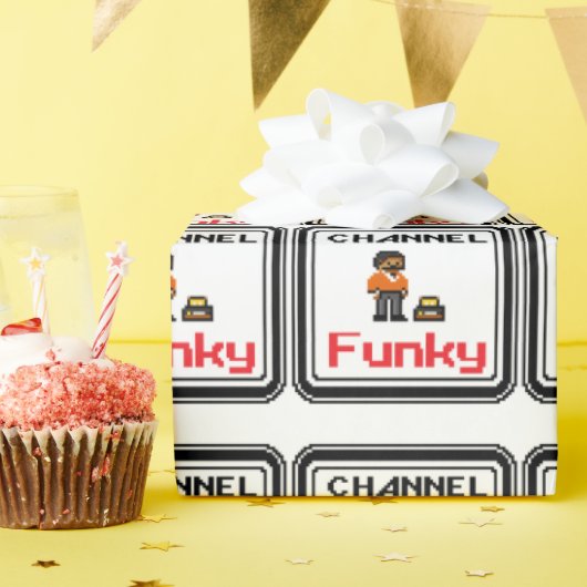 Channel Funky Pixel Art Geschenkpapier (Geburtstagsparty)