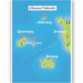 Channel Islands Map Poster. Aufkleber (Vorderseite)
