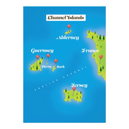Channel Islands Map Poster. Fotodruck (Vorne)