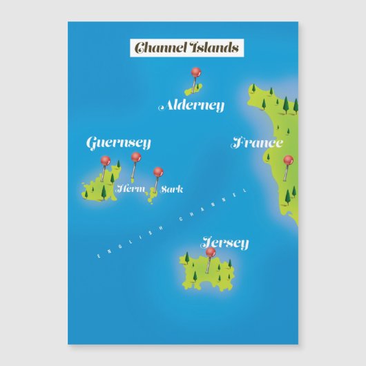 Channel Islands Map Poster. Magnetkarte (Vorderseite)