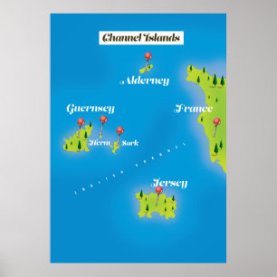 Channel Islands Map Poster. Poster