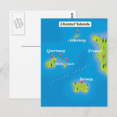 Channel Islands Map Poster. Postkarte (Vorne/Hinten)