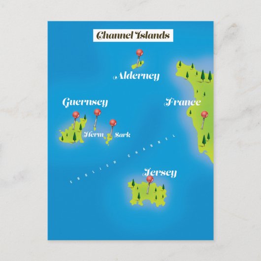 Channel Islands Map Poster. Postkarte (Vorderseite)