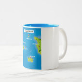 Channel Islands Map Poster. Zweifarbige Tasse (VorderseiteRechts)