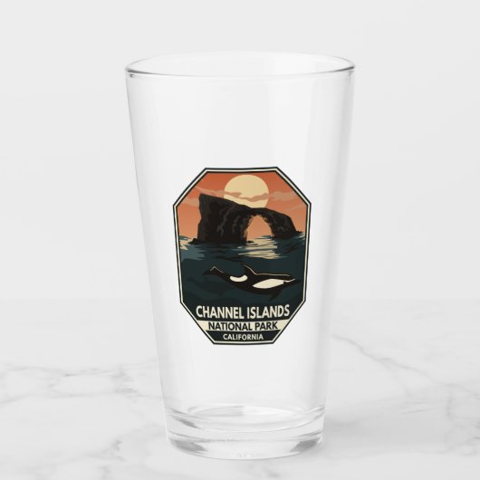 Channel Islands National Park Dolphin Retro Emblem Glas (Vorderseite)