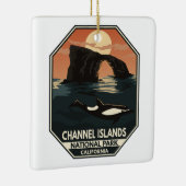Channel Islands National Park Dolphin Retro Emblem Keramikornament (Rechts)