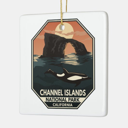 Channel Islands National Park Dolphin Retro Emblem Keramikornament (Links)