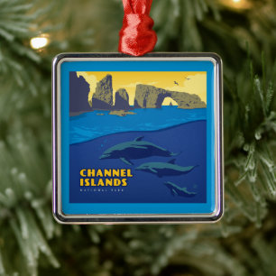 Channel Islands National Park Dolphins Ornament Aus Metall