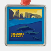 Channel Islands National Park Dolphins Ornament Aus Metall (Vorne)