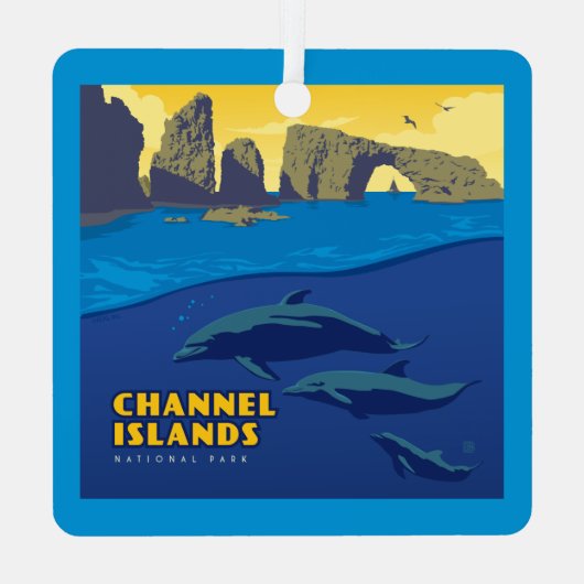 Channel Islands National Park Dolphins Ornament Aus Metall (Rückseite)