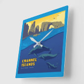 Channel Islands National Park Dolphins Quadratische Wanduhr (Winkel)