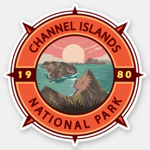 Channel Islands National Park Retro Compass Emblem Aufkleber