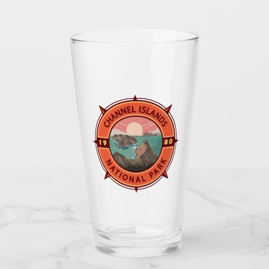 Channel Islands National Park Retro Compass Emblem Glas (Vorderseite)