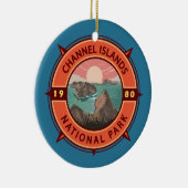 Channel Islands National Park Retro Compass Emblem Keramik Ornament (Rechts)
