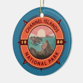 Channel Islands National Park Retro Compass Emblem Keramik Ornament (Links)