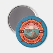 Channel Islands National Park Retro Compass Emblem Magnet (Vorderseite/Rückseite)
