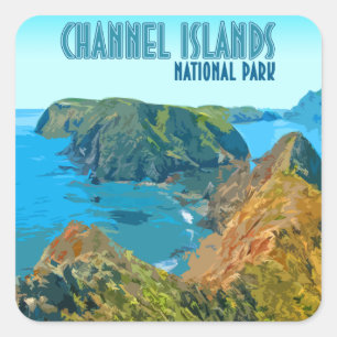 Channel Islands Nationalpark Kalifornien Vintage Quadratischer Aufkleber