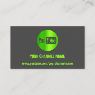 CHANNEL NAME YOUTUBER LOGO QR CODE GRAY GREEN VISITENKARTE