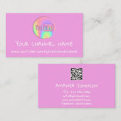 CHANNEL YOUTUBER LOGO QR CODE PINK HOLOGRAPH VISITENKARTE (Vorne/Hinten)
