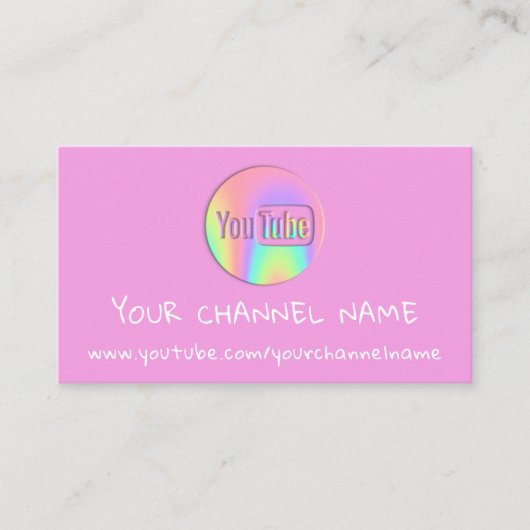 CHANNEL YOUTUBER LOGO QR CODE PINK HOLOGRAPH VISITENKARTE (Vorderseite)
