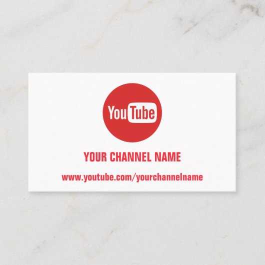 CHANNEL YOUTUBER LOGO QR CODE RED LOGO WHITE VISITENKARTE (Vorderseite)
