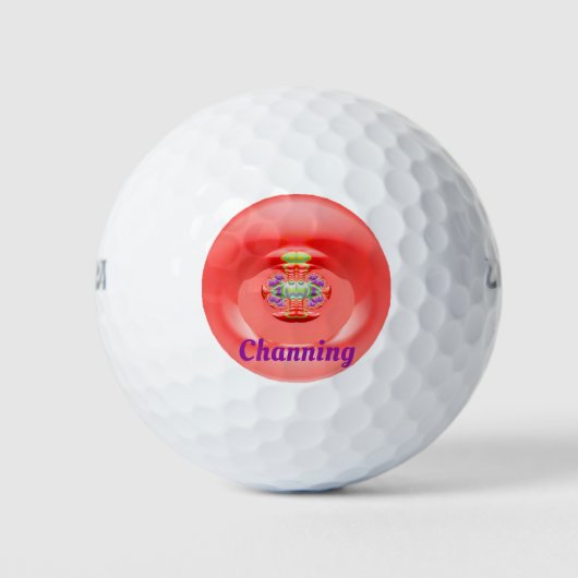 CHANNING ~ ORANGE gemustertes Golfball - einzigart (Vorderseite)