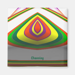 CHANNING ~ QUADRAT-AUGE 3D Fraktal Grün Gelb ~ Magnet
