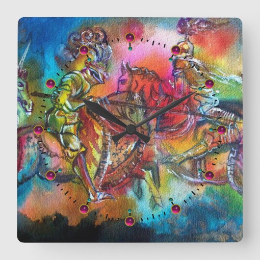 CHANSON DE ROLAND COMBAT DER RITTER IN TOURNMENT QUADRATISCHE WANDUHR (Vorderseite)