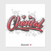 Chantal red Heart Graffiti Aufkleber Sticker (Blatt)
