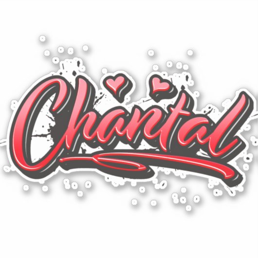 Chantal red Heart Graffiti Aufkleber Sticker (Vorderseite)