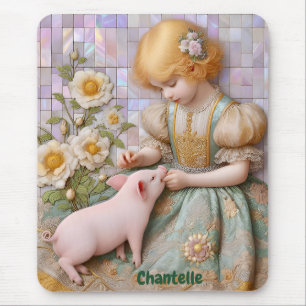 CHANTELLE ~ Pastel Mädchen Piglet ~ Mousepad