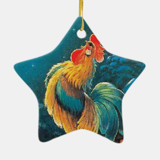 Chanticleer an der Dämmerung Keramik Ornament (Hinten)