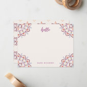 Chantilly Boho Mandala Stationery - Plum Mitteilungskarte (Vorderseite/Rückseite Beispiel)