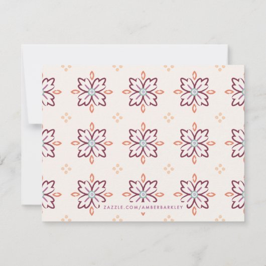 Chantilly Boho Mandala Stationery - Plum Mitteilungskarte (Rückseite)