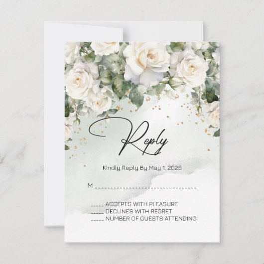 Chantilly Lace Rose Wedding RSVP Card (Vorderseite)