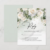 Chantilly Lace Rose Wedding RSVP Card Karte (Vorne/Hinten)