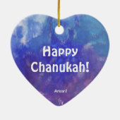 Chanukah Aqua-lila Malerei-Herz-Verzierung Keramikornament (Hinten)