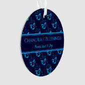 CHANUKAH BLESSINGS Customized Dreidel Blue Cyan Ornament (Vorderseite)