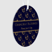 CHANUKAH BLESSINGS Customized Dreidel Blue Gold Ornament (Vorderseite)