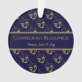 CHANUKAH BLESSINGS Customized Dreidel Blue Gold Ornament (Vorderseite)