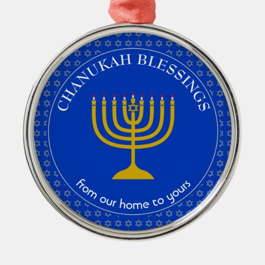 CHANUKAH BLESSINGS | Menorah | Hanukkah Ornament Aus Metall (Vorne)
