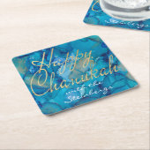 Chanukah Blue Gold Rechteckiger Pappuntersetzer (angewinkelt)